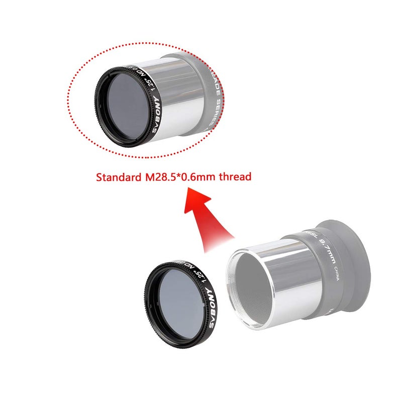 SVBONY SV139 Telescope Filter, 1.25" 25 Percent Transmission ND4 Neutral Density Moon Filter for Telescope Eyepiece Reduce Moon Surface Overall Brightness - Image 3